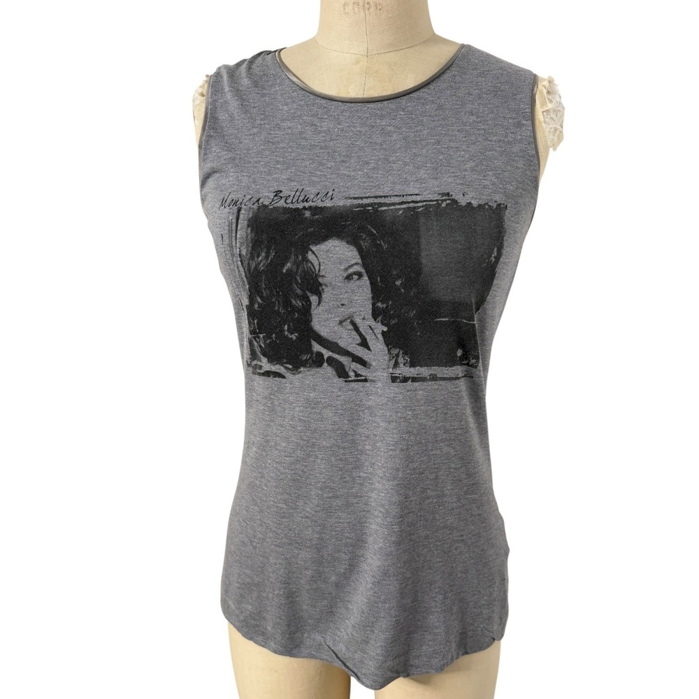 Dolce & Gabbana Tank Top Womens M Monica Bellucci Graphic Gray Cotton IT 42 Y2K